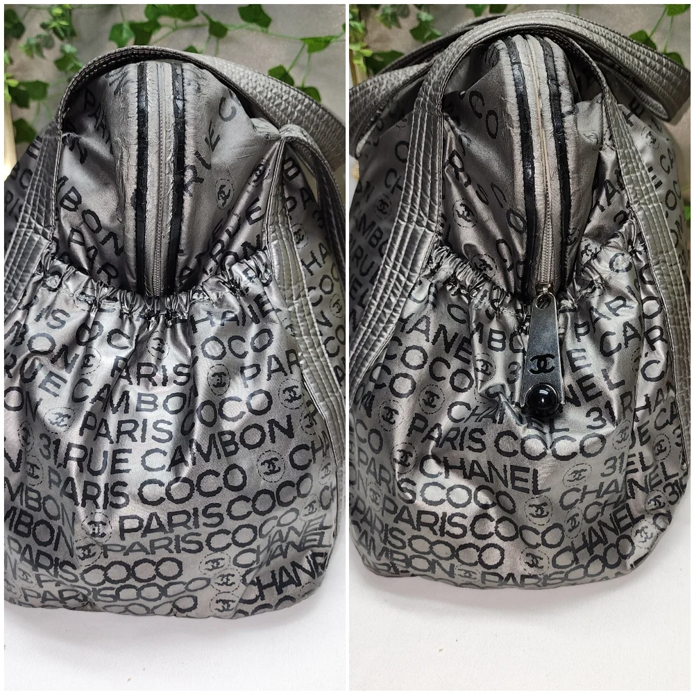Authentic CHANEL Silver Rue de Cambon Unlimited Bag Travel Bundle